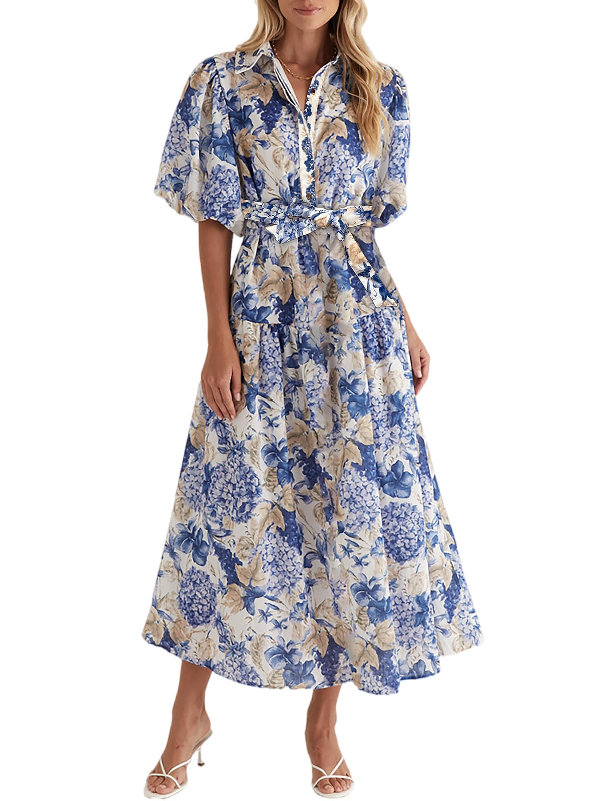 Sissyaki Vestido largo floral para mujer 2026 Verano Primavera Vestido de invitados de boda con botones Sh