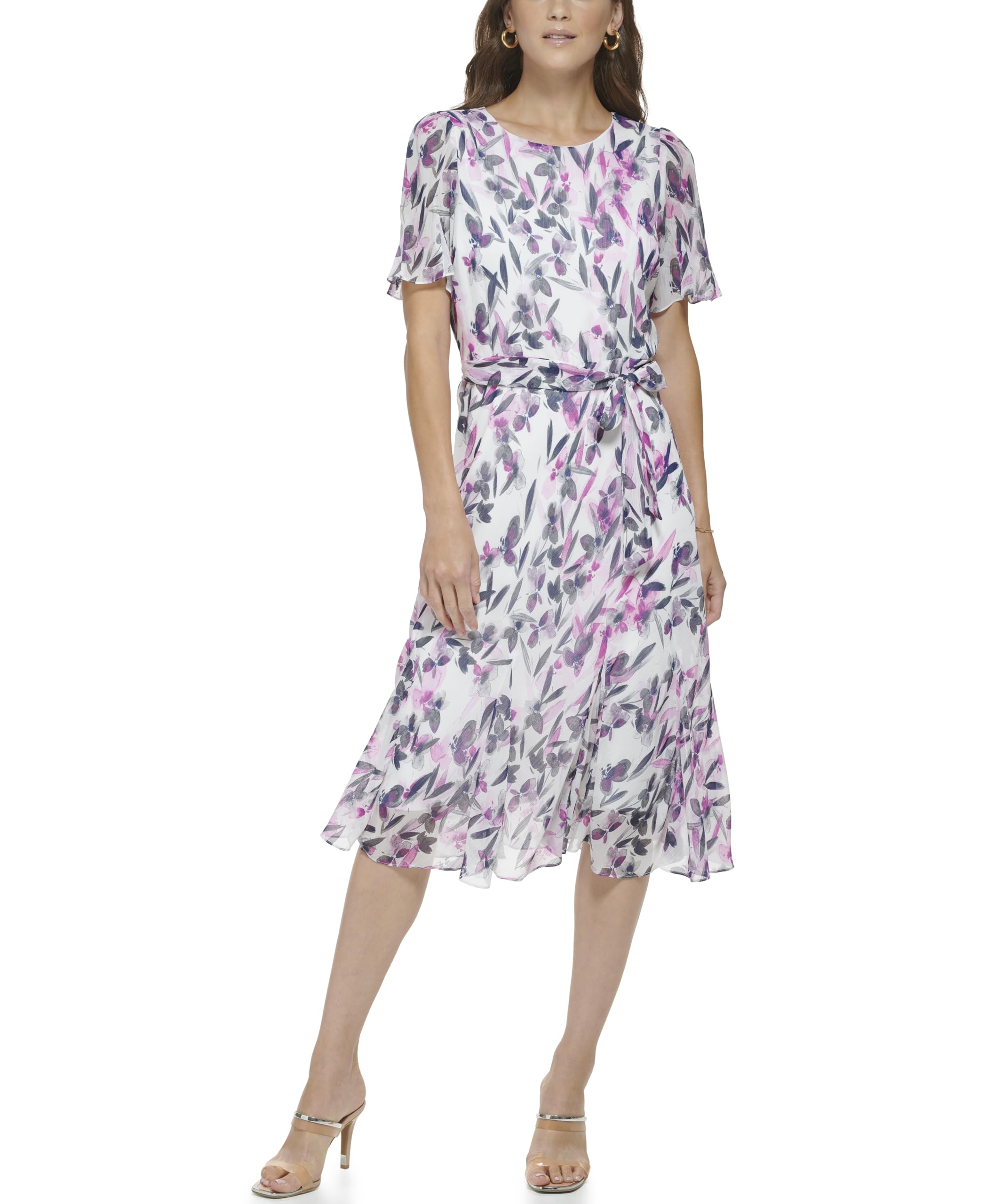Amazon.com: DKNY Vestido para mujer, crema/frambuesa, 4: Clothing