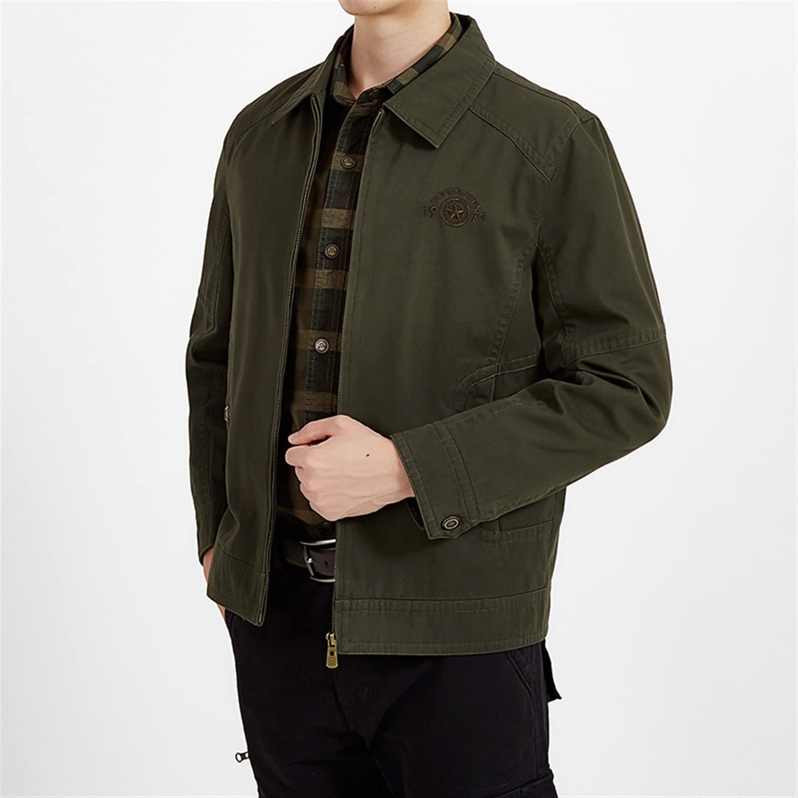 SKYRRA Chaquetas para Hombre Chaquetas para Hombre Marca de algodón Militar Color sólido Talla Grande Primavera Otoño Negocios