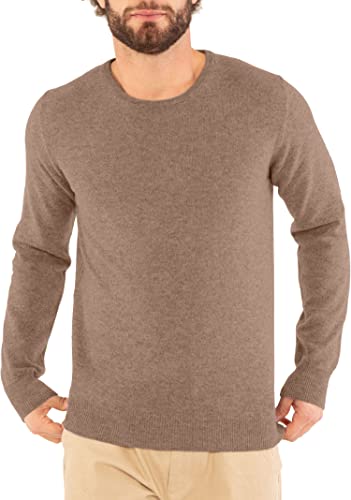 Marine Cashmere - Jersey de cuello redondo de pura cachemira para hombre, delicado y suave hilo 100% cachemira, M