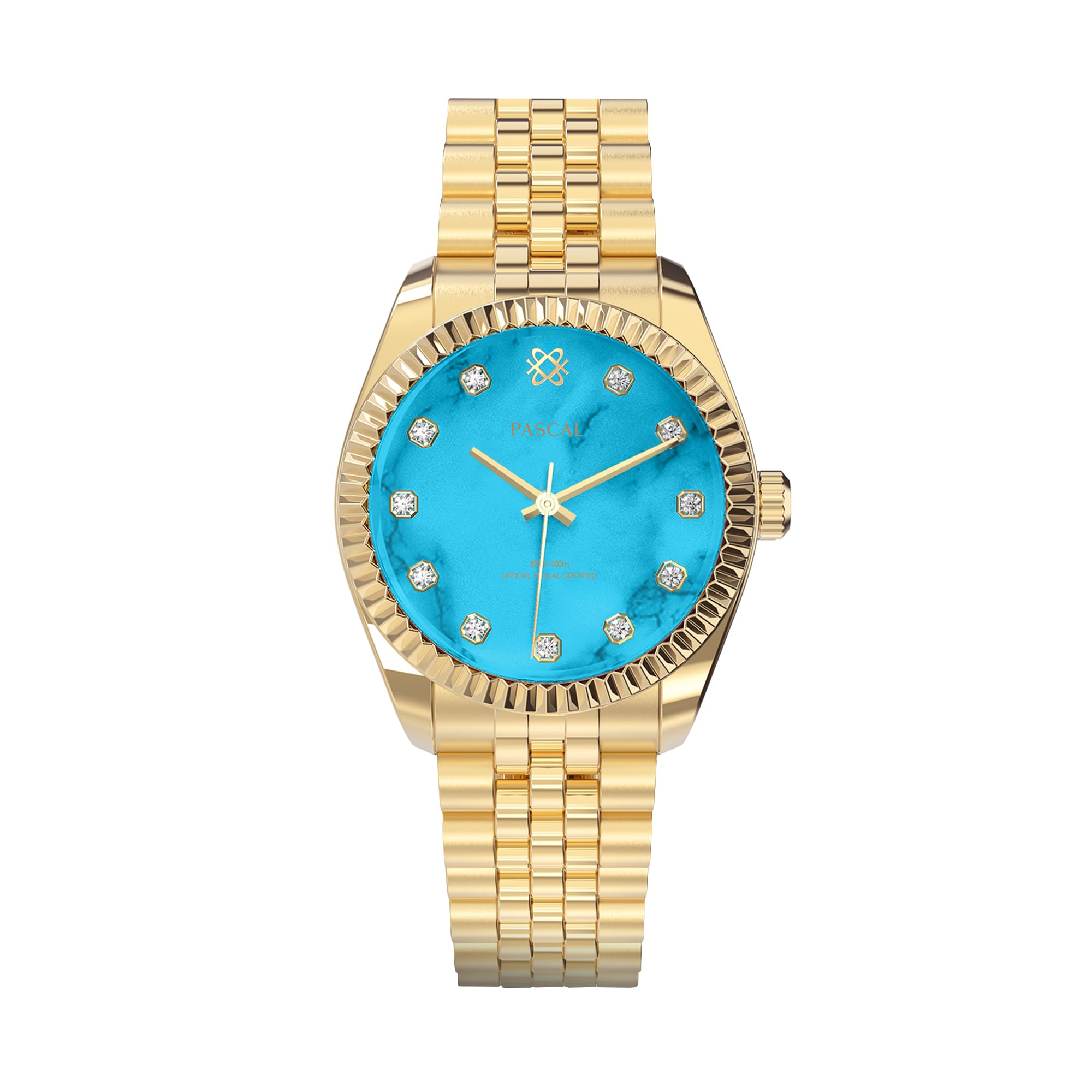 PASCAL Reloj clásico atemporal con diamantes para hombre, cuarzo suizo, cristal de zafiro, resistente al agua hasta 10 ATM, mancha