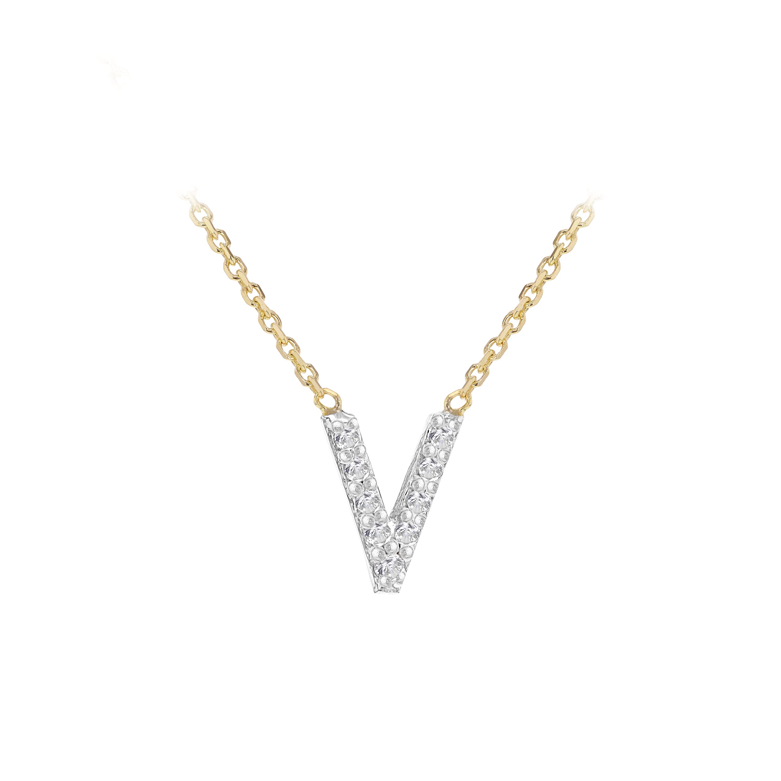 Carissima Collar De Cadena Mini Con Inicial En Oro De 9 Quilates En Dos Tonos Y Diamantes De 0,005 Quilates, 38 Cm/15