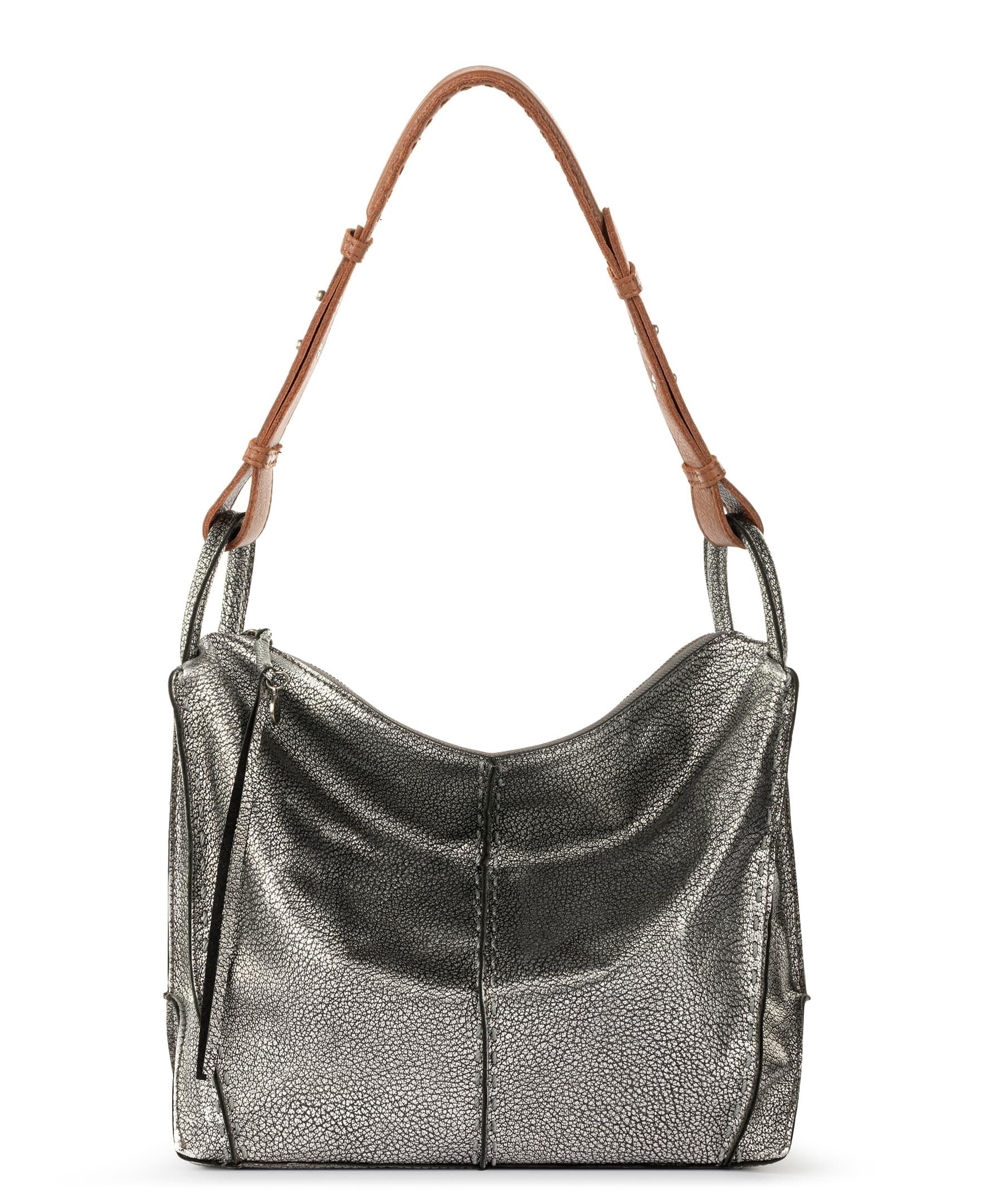 Amazon.com: The Sak Los Feliz Hobo en cuero, bolso de hombro forrado, plata oscura: Clothing, Shoes &