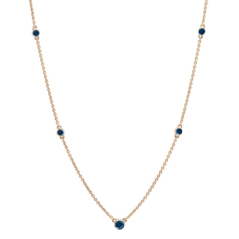 Colección Dazzling Rock Collar redondo de diamantes azules de 0,30 quilates (CTW) para mujer en oro rosa de 10 quilates de 1/3 quilates