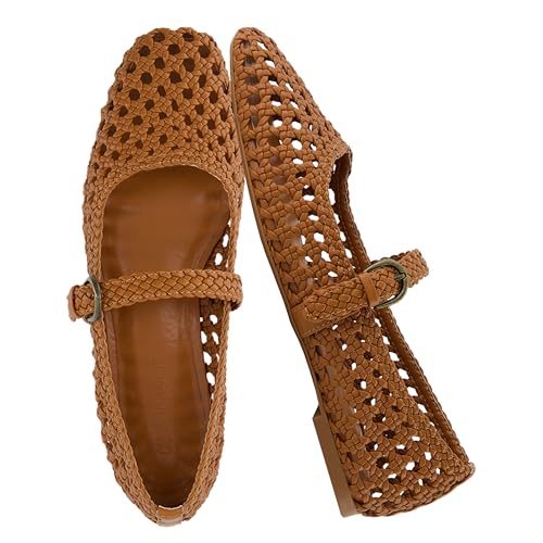 Amazon.com | CUSHIONAIRE Zapatos planos tejidos Windsor para mujer con correa ajustable - Cómodos Mary Jane Ba
