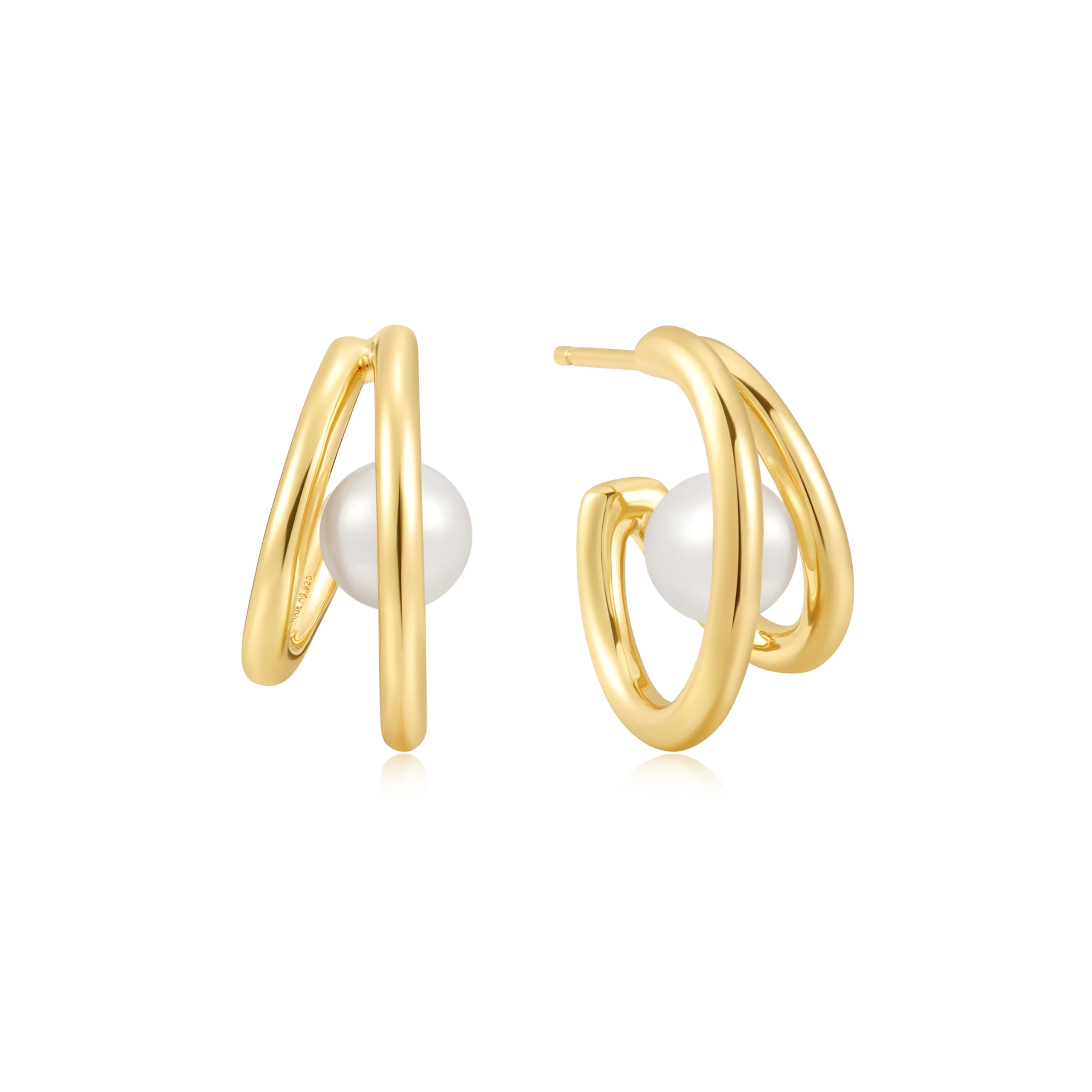 ANIA HAIE Chic Creator Duo Aros de Perlas de Agua Dulce de Plata de Ley 925 Decorados con 2 Freshwat